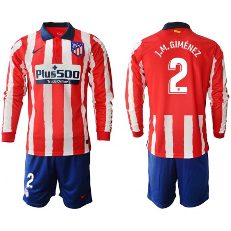 Fotbalový Dres Atlético Madrid Jose Gimenez 2 Dětské Domácí 2020/21 Dlouhý Rukáv